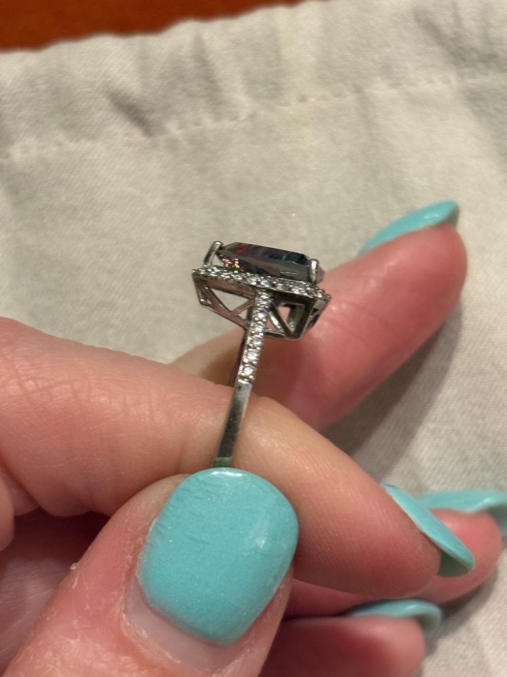 ‘Northern Lights’ Halo Sterling Silver Ring - Picture 7 of 8